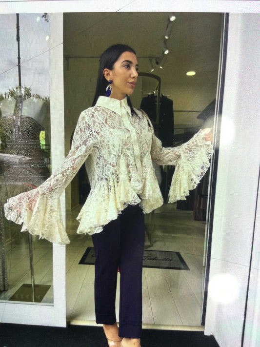 Blusa in pizzo macramé